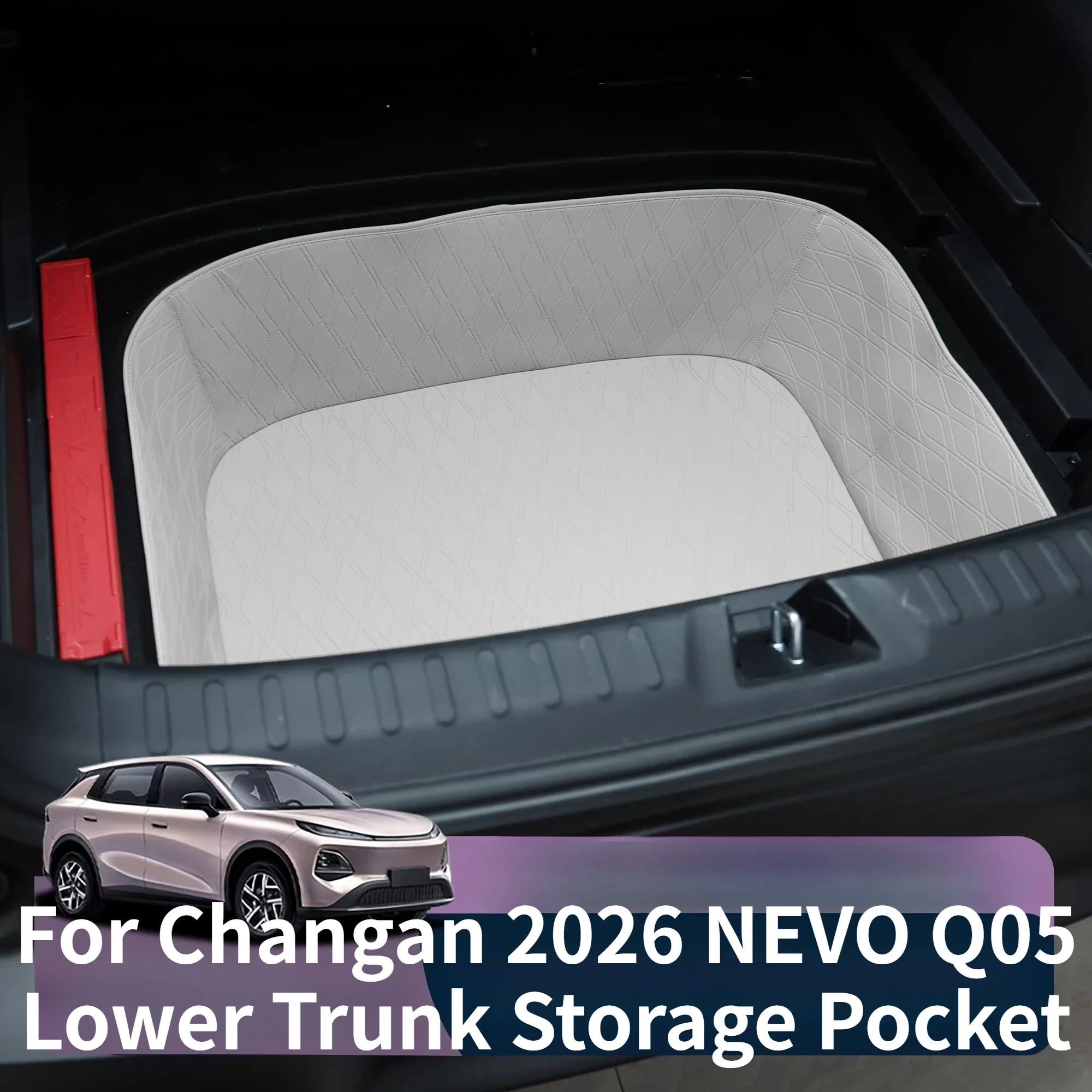 Trunk Lower Layer Storage Pocket for Changan Qiyuan Q05 NEVO Q05 2026,Waterproof Cargo Organizer Car Interior Modified Accessory 2