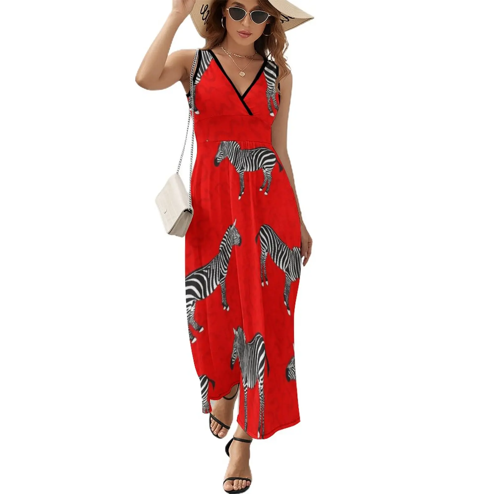 

Zebra Red Sleeveless Dress women clothing 2024 new arrivals prom dresses