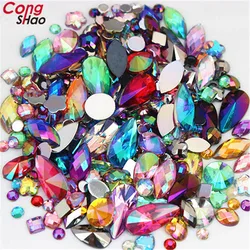 18g Mixed Bag About 300pcs Crystal Clear AB 3D Nail Art Rhinestones DIY Non Hotfix Flatback Acrylic Stones For Face Decorations