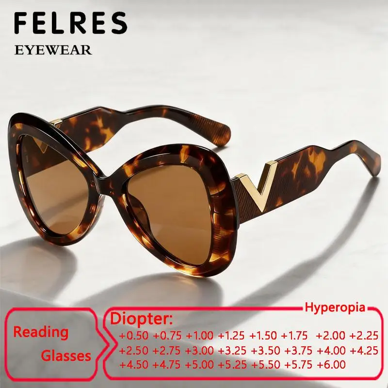 

Fashion Big Frame Cat Eye Reading Sunglasses Women Luxury Design Tinted Prescription Eyewear Female Outdoor Shade Eyewear