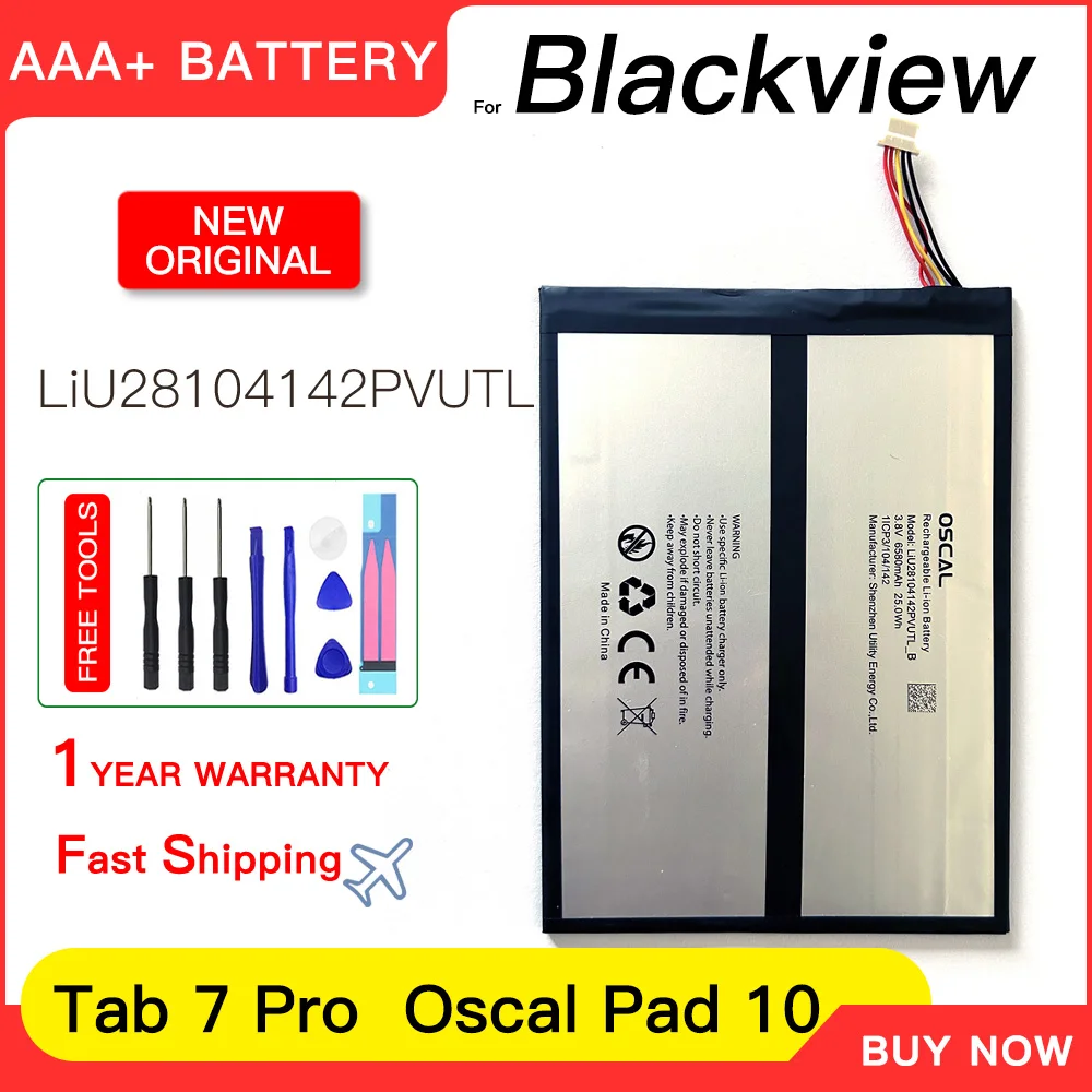 Genuine 6580mAh LiU28104142PVUTL Battery For Blackview Tab 7 Pro OSCAL Pad 10 High Quality battery batteria batteries+free tools
