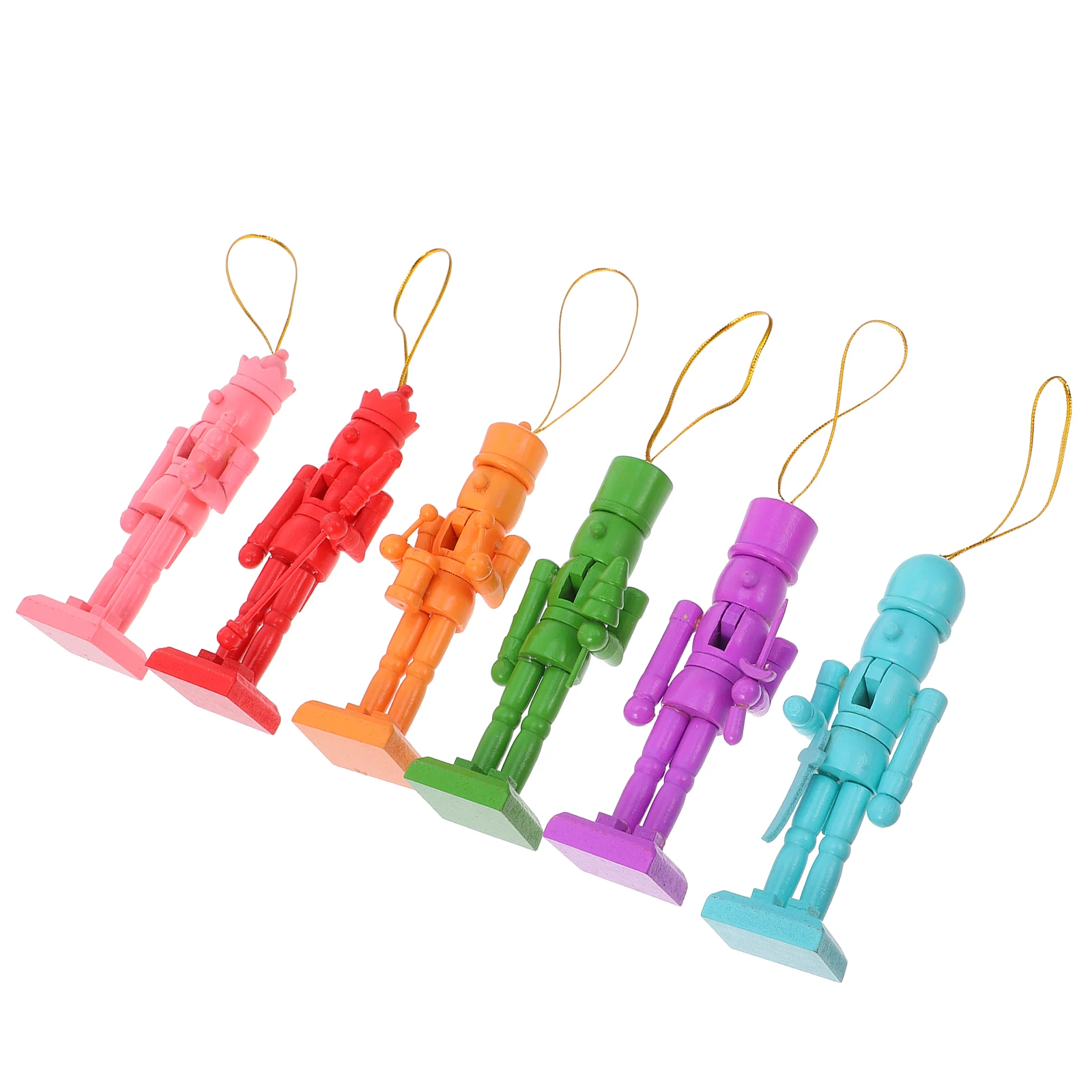 

6pcs Nutcracker Puppets Wooden Christmas naments 12cm Small Size Hanging Xmas Tree Decorations Holiday Tradition Gifts
