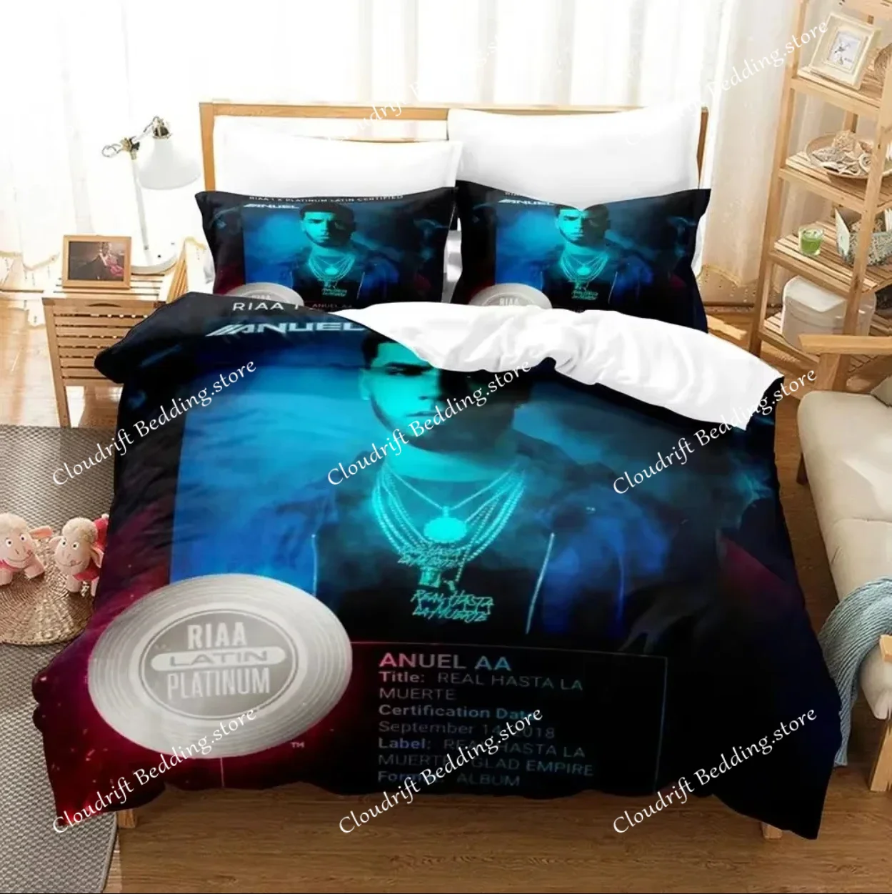 Anuel AA Real Hasta La Muerte Duvet Cover Pillowcase Bedding Set Adult Boy Girl Bedroom Decoration Children Gift Single Double