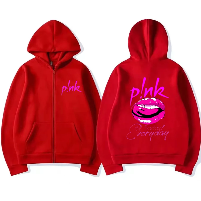 Hot sale P!Nk Pink Summer Carnival 2024 Tour print Zip-up Hoodie Men Women Fashion Y2k Sweatshirt Unisex Fleece Zipper Jacket