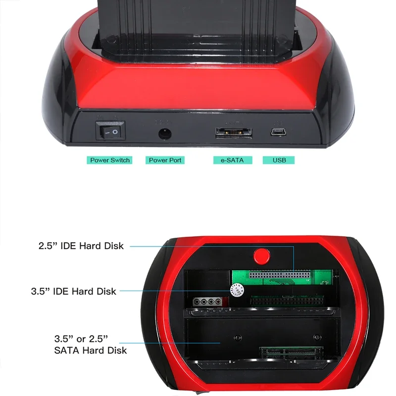 Imagem -02 - Hdd Docking Station com Leitor de Cartão 2.5 3.5 Ide Sata Ssd Usb para Sata Ide Caixa de Disco Rígido Externo Duplo hd Externo