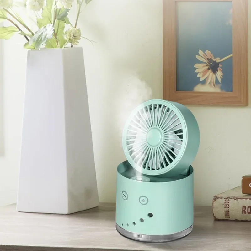 Ventilador portátil recargable por USB de 110V con pulverizador, humidificador y aire frío, perfecto para exteriores y hogar