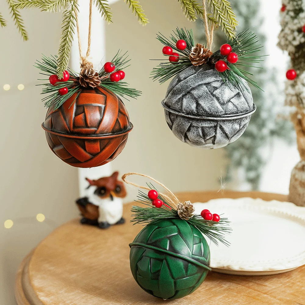 

Bowknot Christmas Bell Decorations Pinecone Red Berry Decorative Christmas Tree Hanging Bell Retro Hanging Sled Bells Holiday
