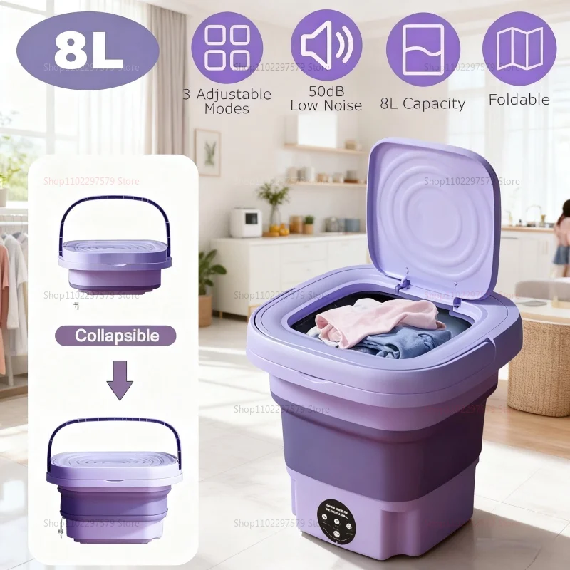 8L tragbare faltbare Waschmaschine – kompakter Eimer für die Reinigung von Kleidung, Socken und Unterwäsche, ideal für Reisen und den Heimgebrauch