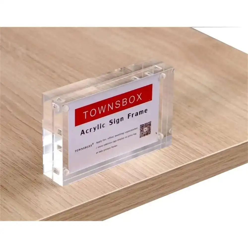 

Acrylic Block Strong Magnetic Label Frame Desk Sign Holder Crystal Photo Frame Price Tag Display Desk Menu Name Card Cover Rack