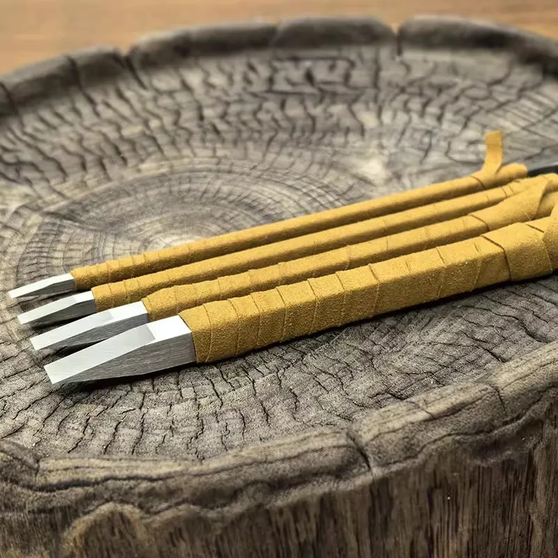 

1PCS Handmade White Steel Seal Engraving Knife, Small Angle Tip for Fine Detailed Carving - Square Shank