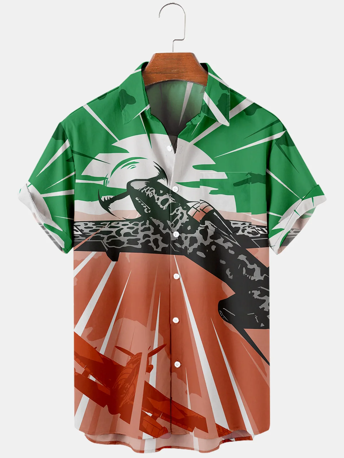 2024 neue Mode Herren 3D-Shirt Kämpfer Shirt Frühling Sommer Kurzarm Brust Design Knopf druck