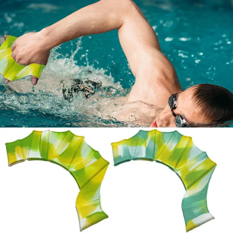 2pcs Swimming Flippers Unisex Frog Type Silicone Girdles Swimming Hand Fins Flippers Palm Finger Webbed Gloves Paddle