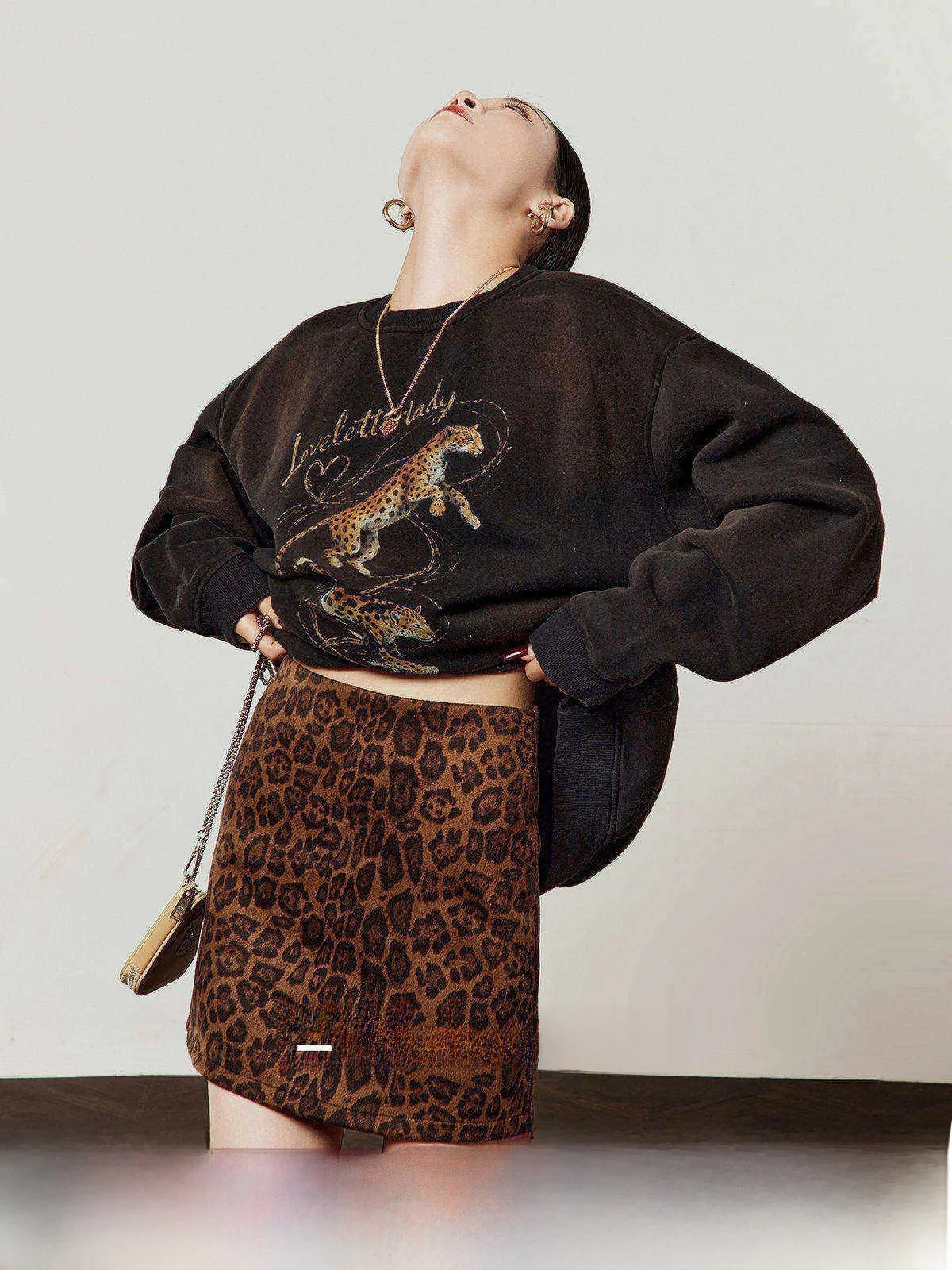 

Wild Shadow Leopard Print Sweatshirt Women's Loose Fit Retro Lazy Style Top Spring New Arrival Versatile Long Sleeve Hoodie