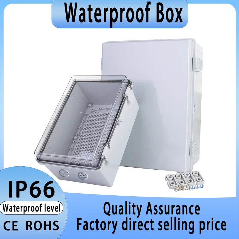 

IP66 Waterproof Gray/Transparent Cover Enclosure Power Junction Box ABS Plastic Hinge Outdoor Electronic Distribution Box