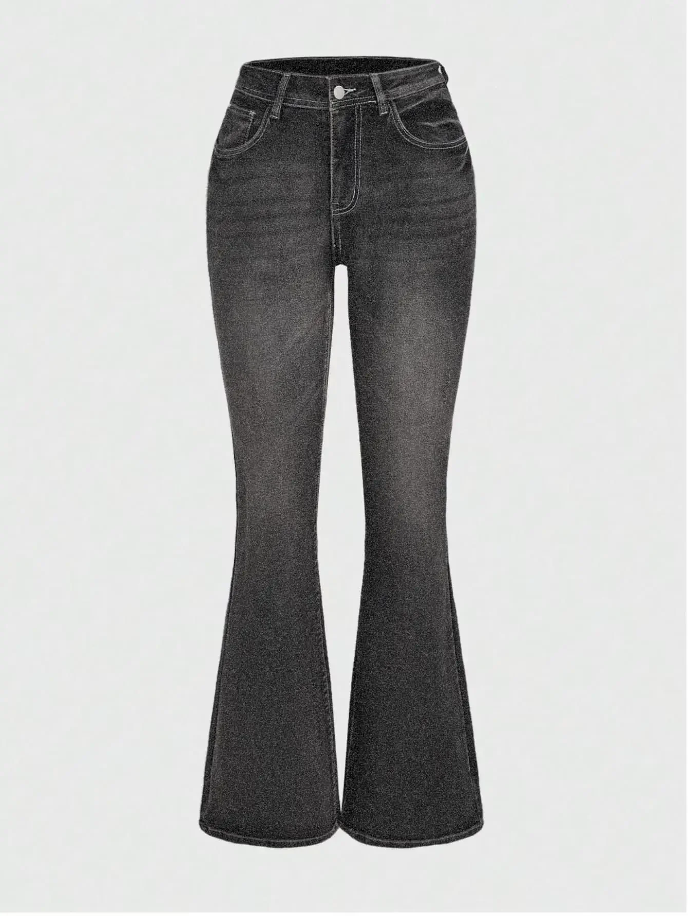 

Y2k Jeans For Woman Distressed Embroidery Elastic Black Flare Pants Retro Streetwear Denim Trousers