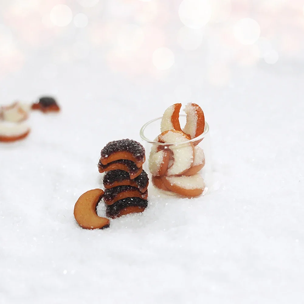3/6 Uds 1/12 accesorios para casa de muñecas miniaturas estrella forma de luna galletas Mini modelo de postre juguete para decoración de casa de muñecas OB11 bjd