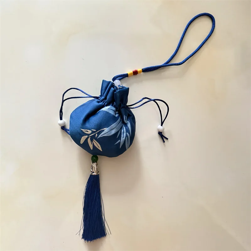 Gra Gdzie Wiatry Spotykają się Wujek Jiang Yan Cosplay Woreczek Brelok Ozdoba Haftowany Wzór Liści Bambusa Akcesoria Zawieszka Rekwizyt