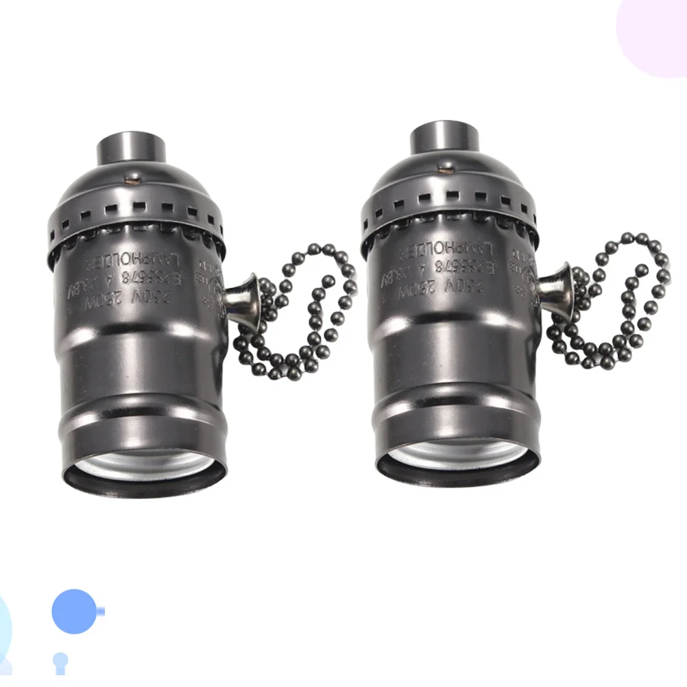 

2Pcs E26 Lamp Base Retro Aluminum Light Holder Heavy Duty Easy Install Socket for Vintage Lighting Fixtures Black Pearl