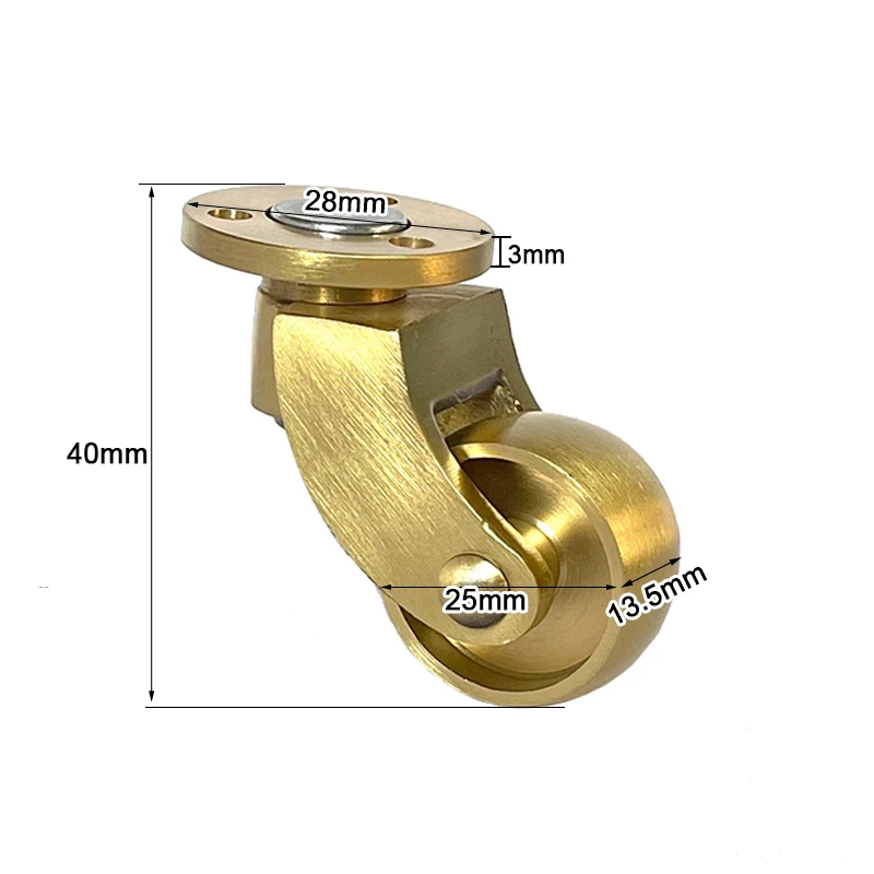 4PCS 1'' Solid Brass Casters Table Chair Couch Furniture Castors 360° Universal Swivel Wheels Smoothly Moving Furniture Rollers