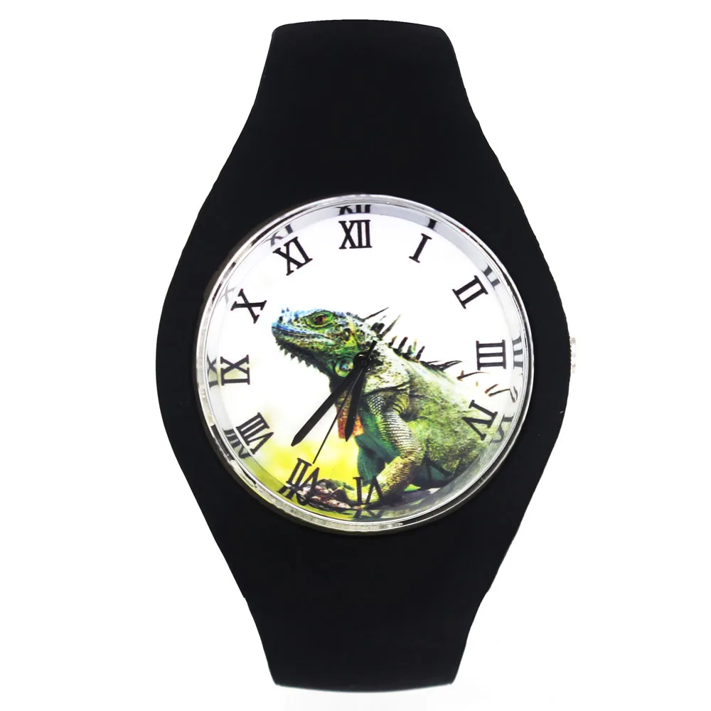 

Хамелеон Аноль Ящерица Узор Женщины Мужчины Мода Силиконовый Ремешок Спортивные Кварцевые Наручные Часы