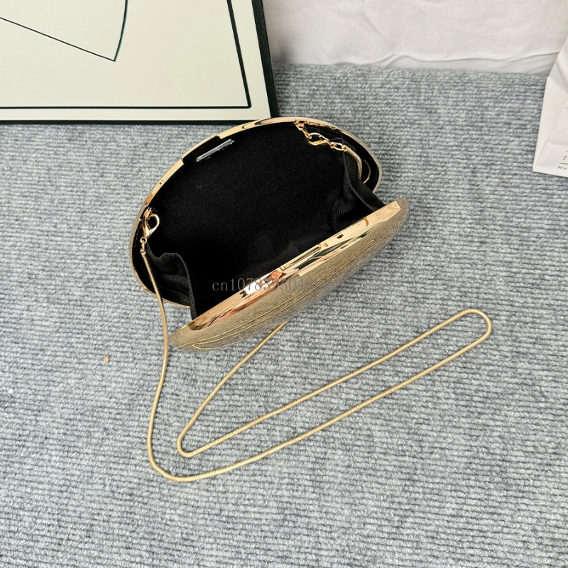 Acrylic Shell Shape Evening Bags for Women Fashion Shiny Purse Gold Silver Clutch Bag Ladies Crossbody Bag Party Chain Handbag