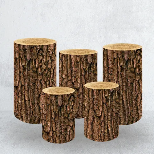 우드 그레인 실린더 커버, 케이크 디저트 테이블 커버, 신생아 생일 파티 용품, 베이비 샤워 배경 장식 