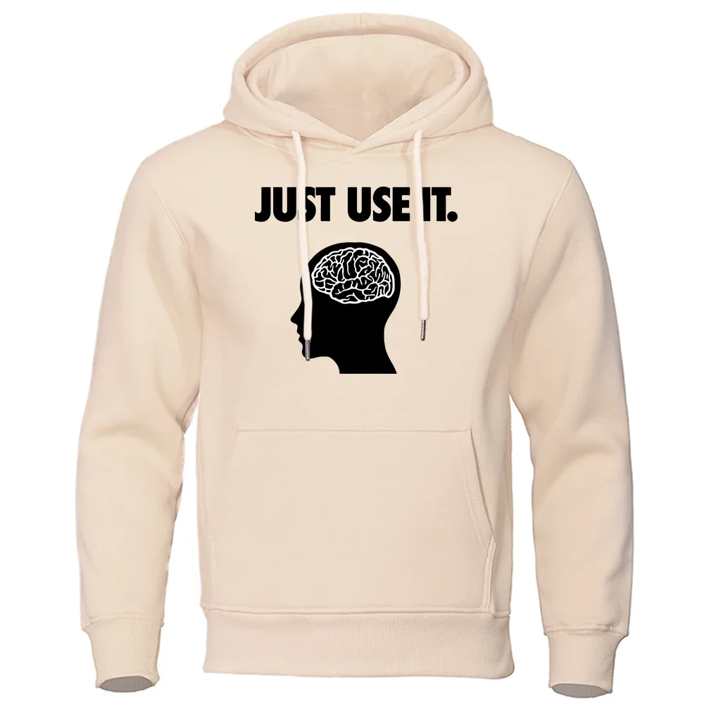 Juse Use It - سترة بغطاء للرأس على شكل دماغك للرجال عتيقة كبيرة الحجم للخريف سترة فضفاضة غير رسمية بسيطة وناعمة ودافئة بدلة رياضية نسائية