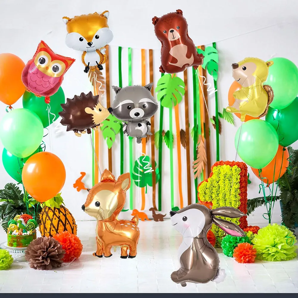 Woodland Animal Balloon, Cute Forest Animal Aluminum Foil Balloon, Deer Fox Squirrel Rabbit Balloon Suitable for Forest Theme Party Camping Style Birthday Baby Shower Gender Reveals