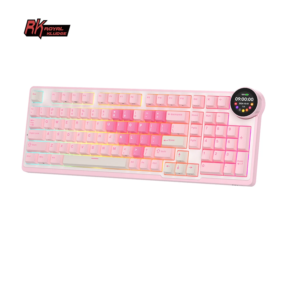 ROYAL KLUDGE RK N99 Wireless Mechanical Keyboard 96% RGB Backlight Hot-Swappable Gasket Macro Gaming Keyboard with Smart Display