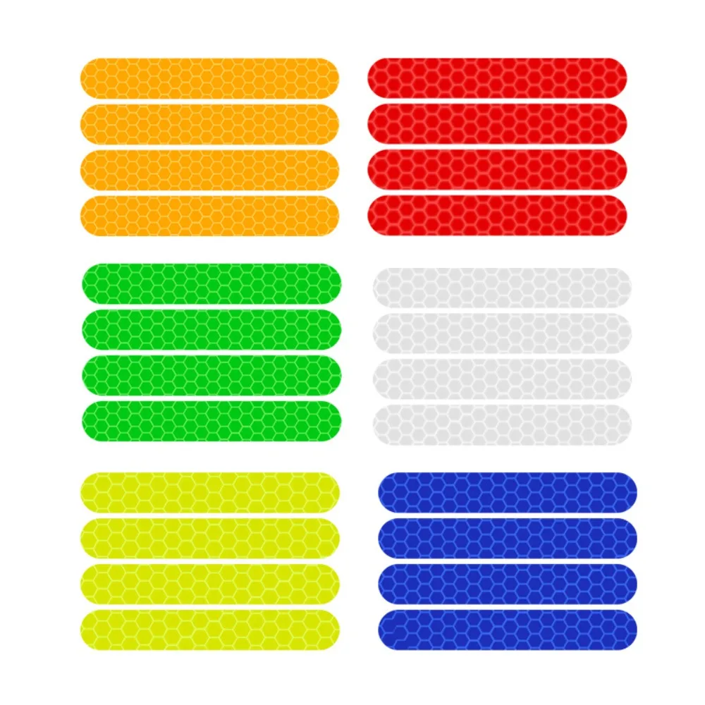 4Pcs/Set Reflective Stickers Colorful Motorcycle Helmet Stickers Reflector Tape Strips Reflect All Light Sources Safety Warning