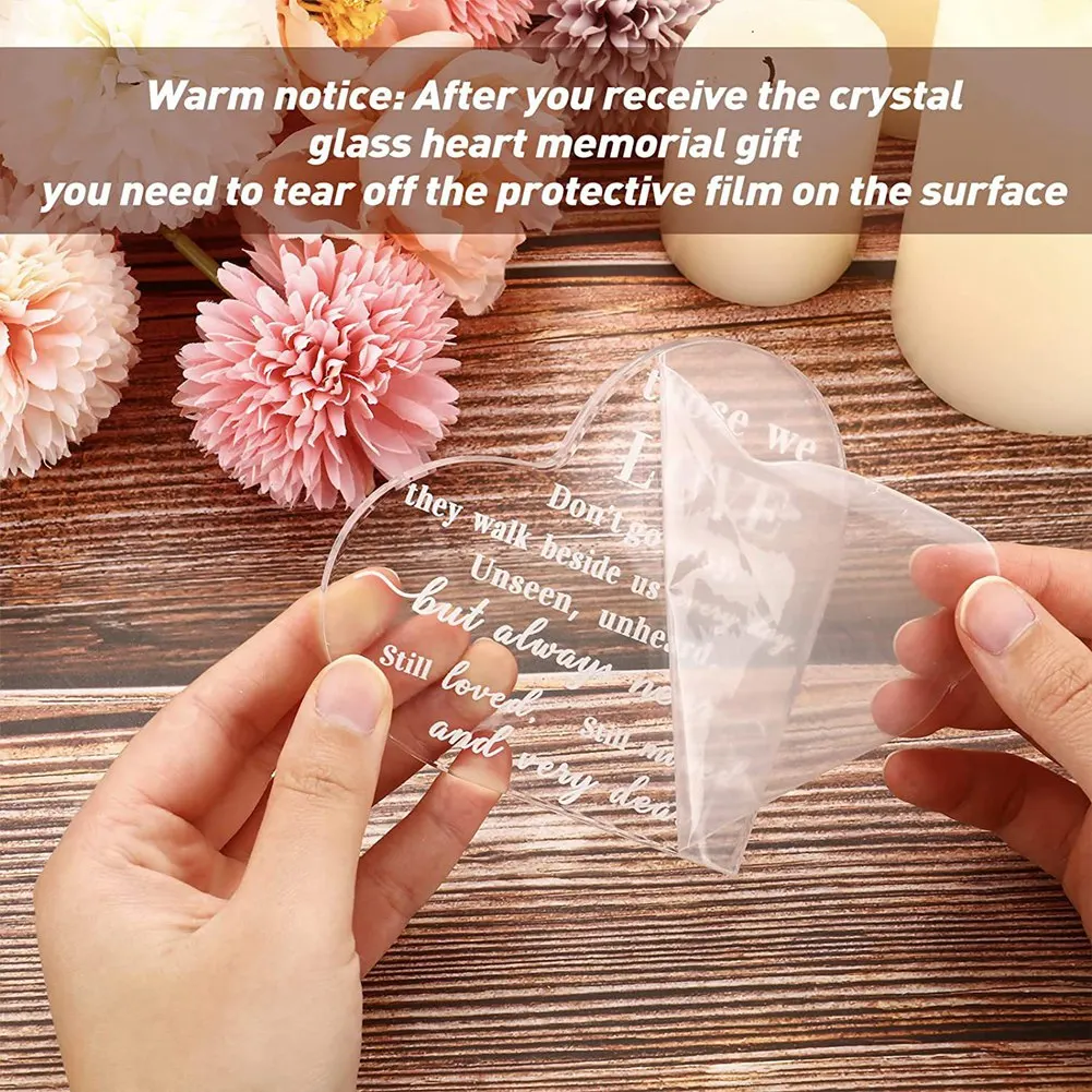 Y42A-Sympathy Gifts Memorial Bereavement Gifts Crystal Glass Heart Condolence Gifts For Loss Of Loved One, Loss Of Father