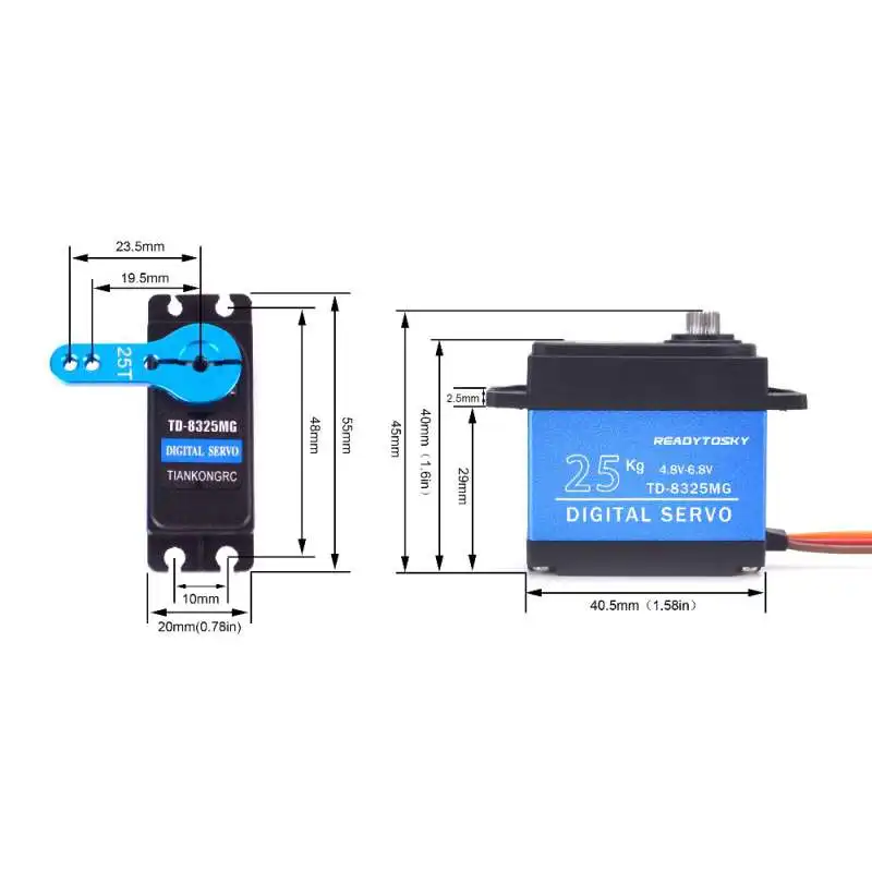 TD-8325 25KG + 25T Waterproof Metal Gear Digital Motor Servo For RC Models 180/270/360 Degree Aluminium Metal For RC Car Crawler