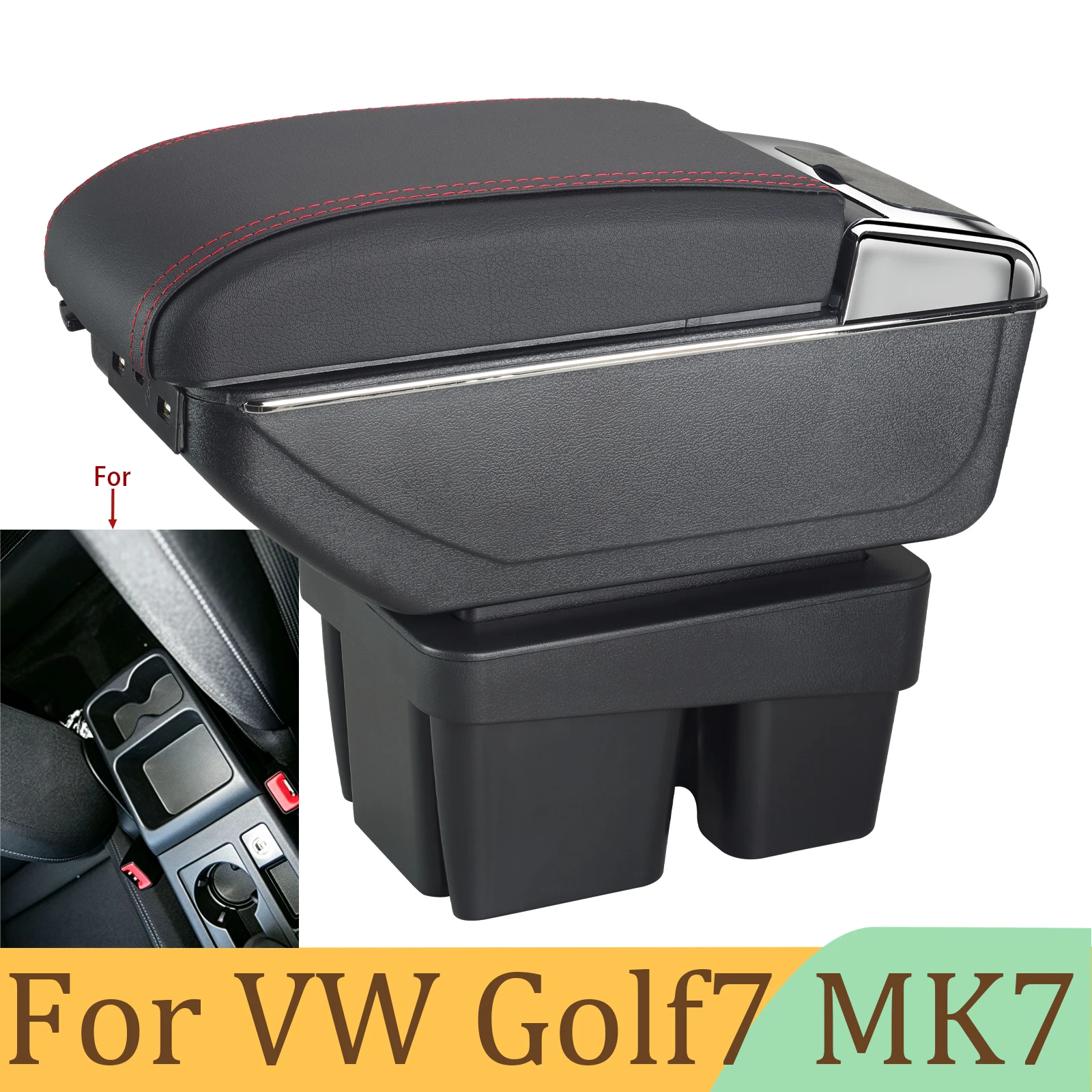 

For VW Golf 7 Armrest Box for Volkswagen Golf 7 Mk7 Car Armrest Interior Retrofit Part Storage Box Car Accessorie 2014 -2019
