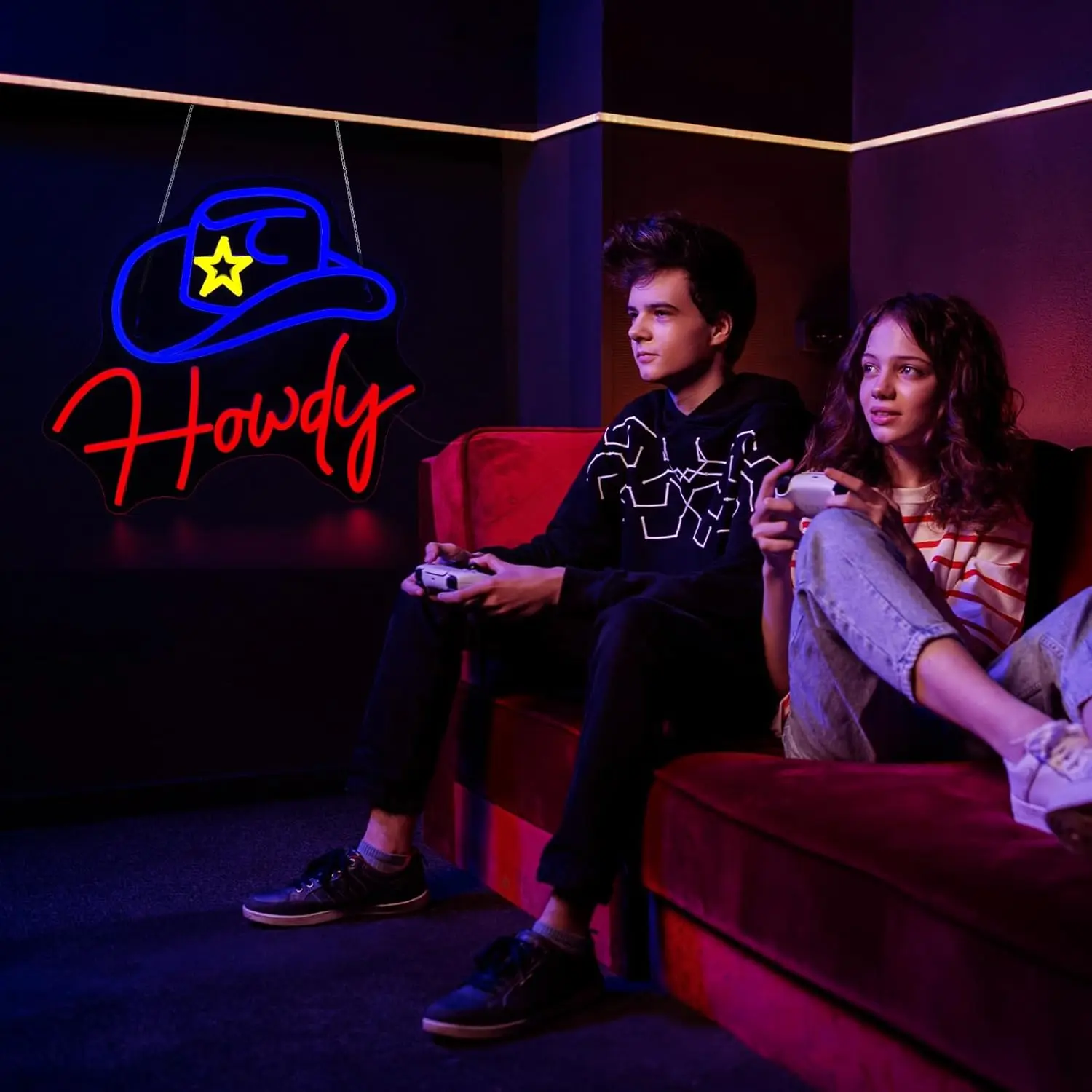 Cowboy Howdy Leucht reklame für Wand dekoration USB angetrieben LED Neonlicht Zeichen Raum dekor Weihnachts geschenk Nachtlicht