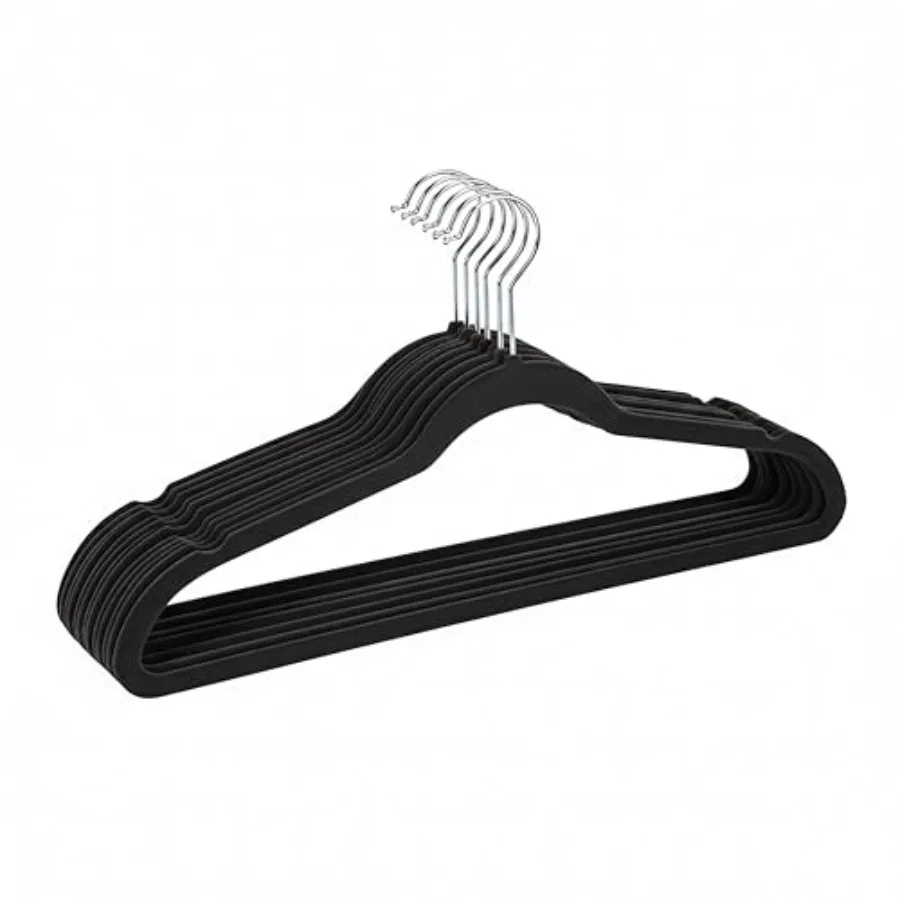 

10 ультратонких бархатных вешалок черного цвета для хрупкой одежды с компактным дизайном и бережной поддержкой ткани