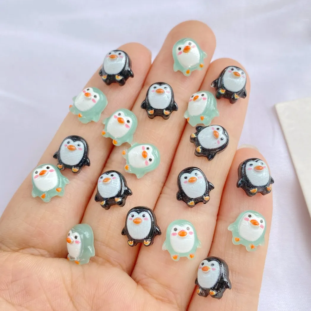 50Pcs New Cute Resin Mini Penguin Kawaii Girl Heart Decorative Accessories Super High Face Value Nail Decoration