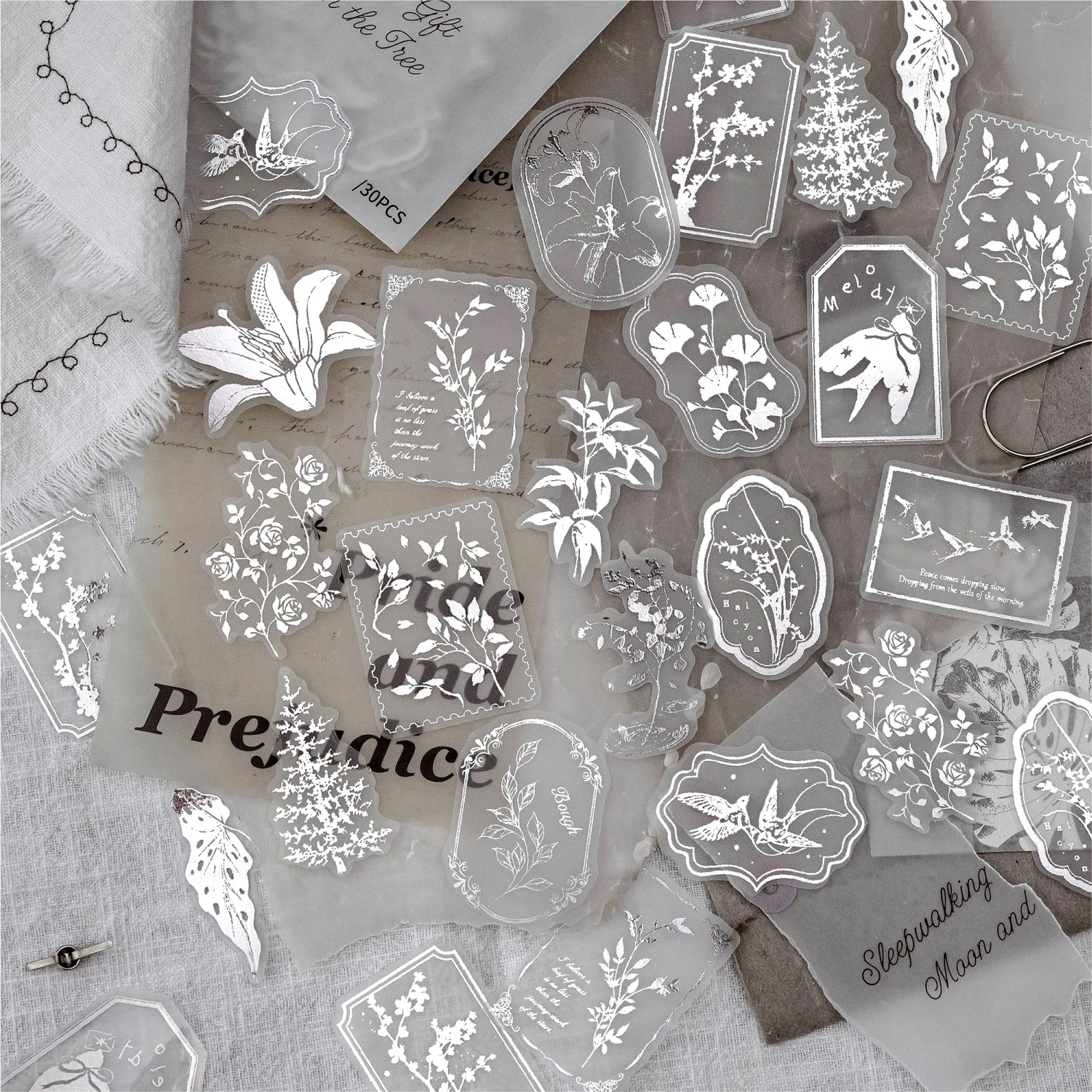 30pcs/lot Kawaii Stationery Stickers Silver Box Secret Agreement Junk journaling sticker Planner Decorative Scrapbooking