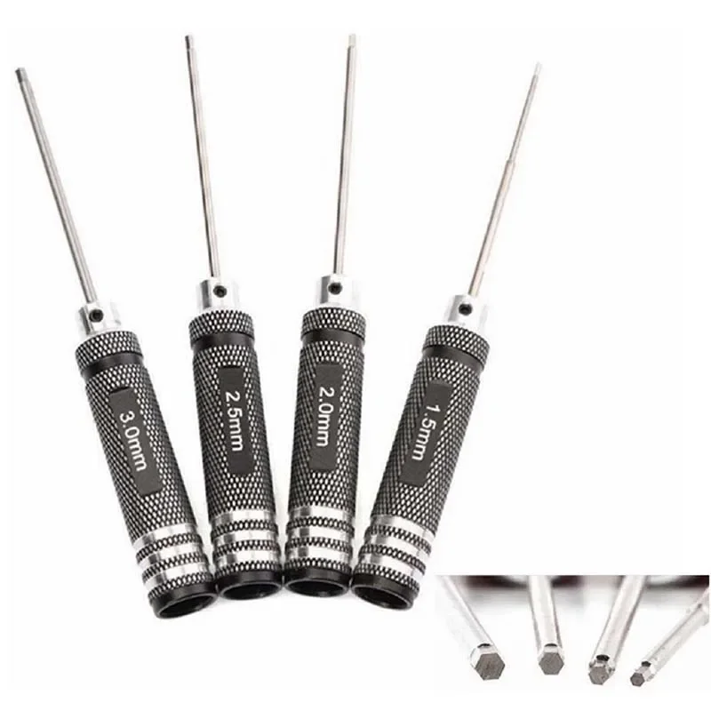 Top Quality Titanium Nitride TiNi Hex Driver Wrench Screwdriver 1/4 Piece Set 1.5mm/2mm/2.5mm/3.0mm For RC Helicopter