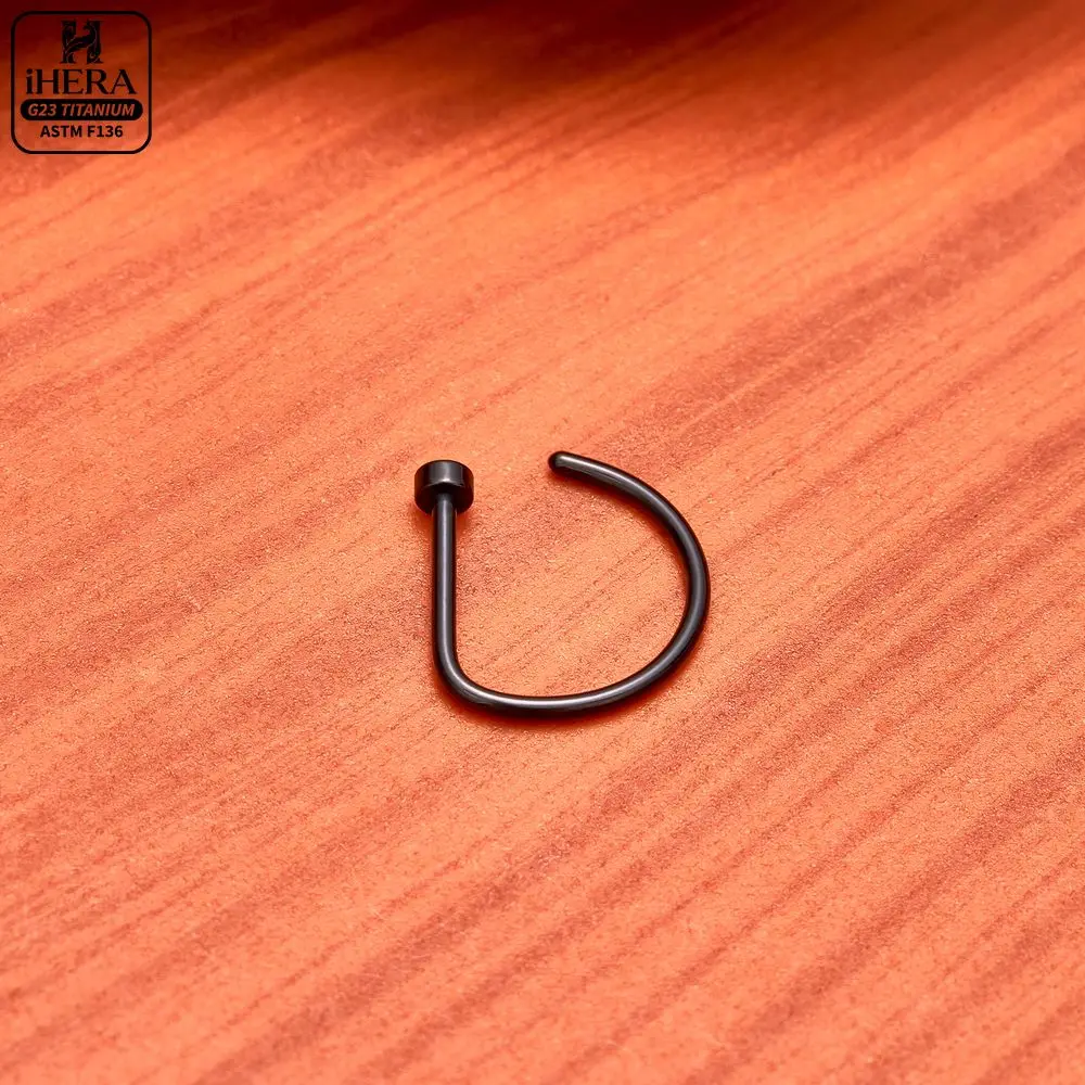 1/10PCS ASTM F136 Titanium Fake Nose Ring Hoop Non Piercing D Shape Nostril Lip Septum Earring Body Jewelry Kit