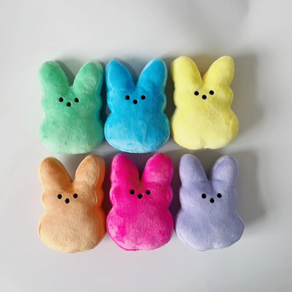 6pcs Pack Peeps Plush Easter Bunny With Zipper Pocket On The Back