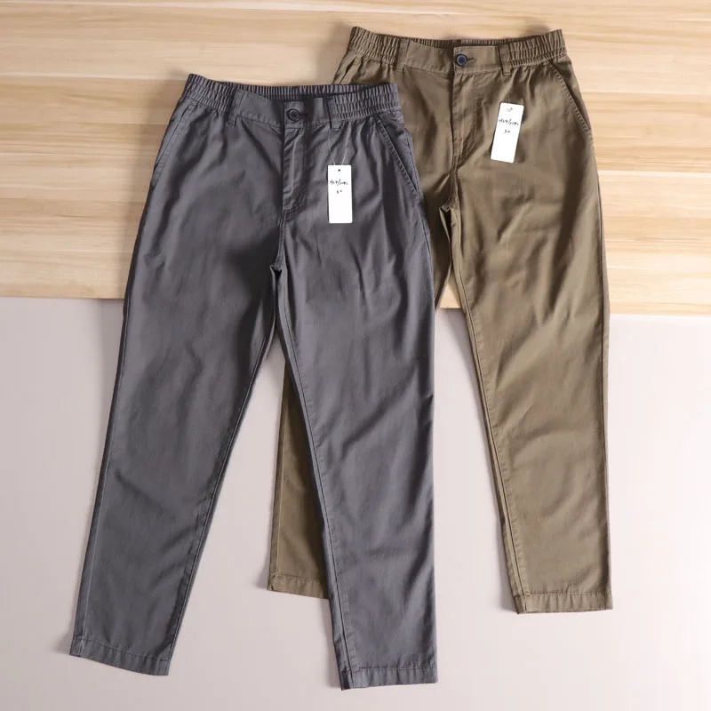 

Heavyweight Waed Twill Elastic Cotton Casual Pants Men's Faion Straight Leg Versatile Spring Summer Loose Fit Long Trousers