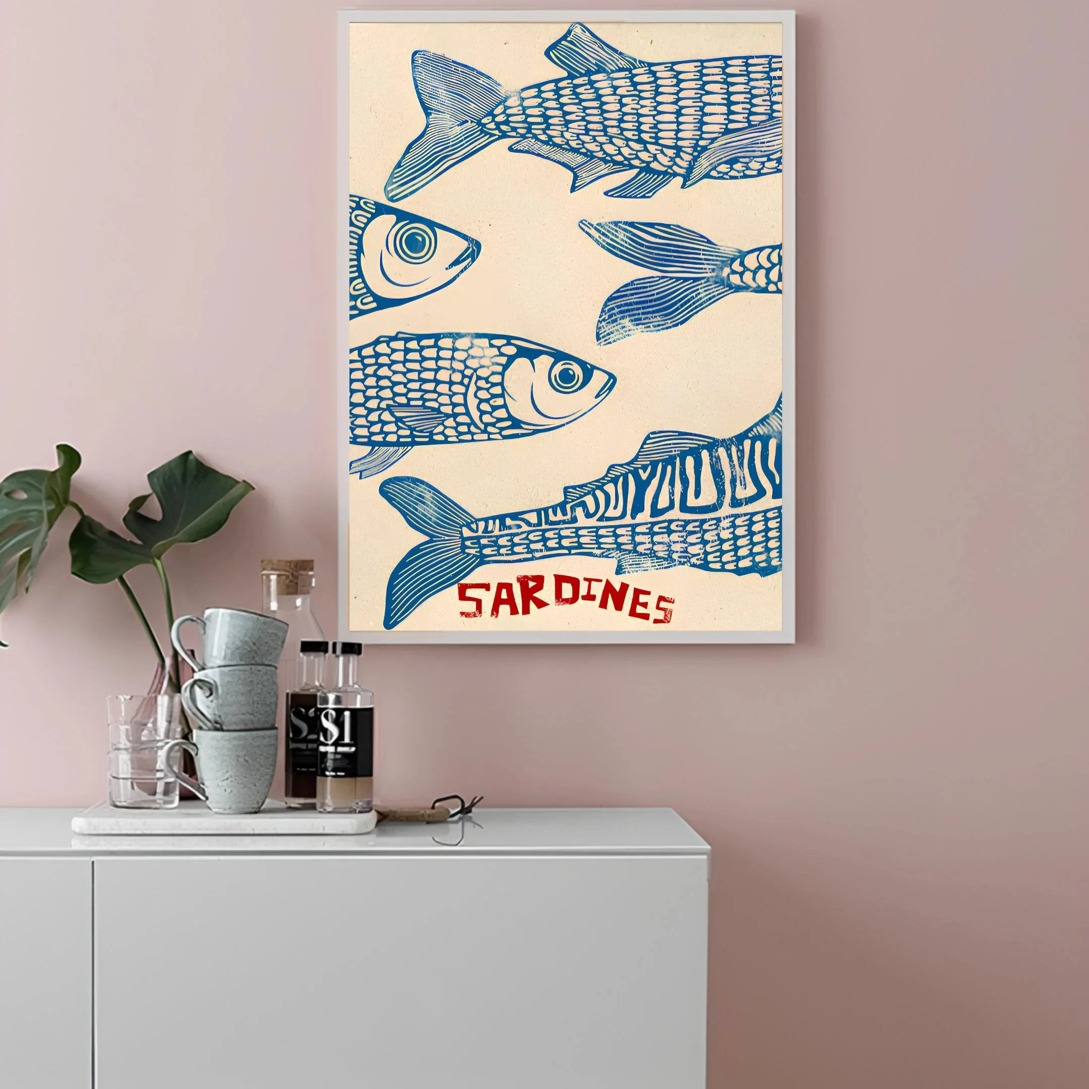 

Retro Sardine Canvas Printing Compromise Sardine Tin Kitchen Wall Art Poster for Modern Living Room Bedroom and Home Decoration