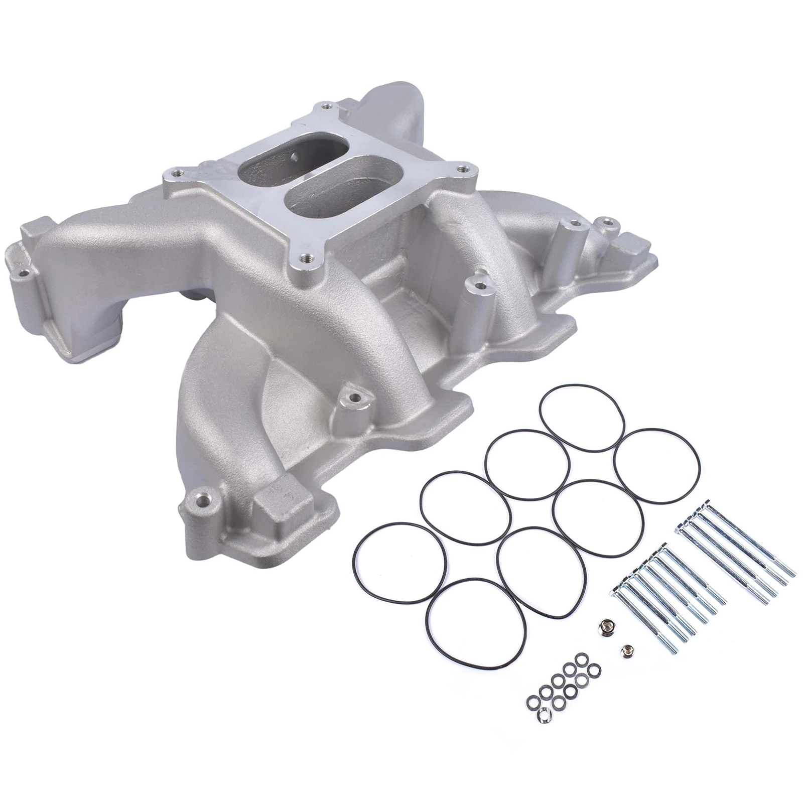 AP02 300-130 Dual Plane Carbureted Intake Manifold for GM LS1/LS2/LS6 Satin 5.7L 6.0L