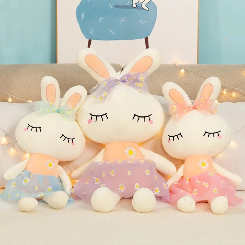 

40/60/80CM Cartoon Cute Rabbit With Floral Skirt Plush Toys Bunny Soft Stuffed Dolls Kids Toys Baby Appease Girl Birthday Gift