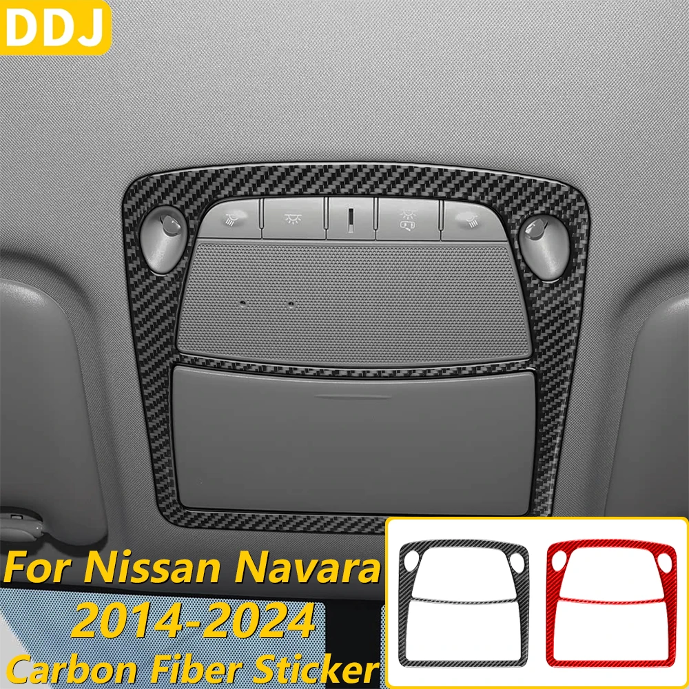 For Nissan Navara NP300 D23 2014-2024 Carbon Fiber Front Roof Reading Light Frame Panel Cover Decorative Car Accessories Sticker