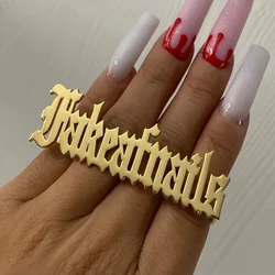Custom Name Ring for Men Women Gold Large Ring Premium Stainless Steel Jewelry Gothic Rings Personalized Party Gift Dating