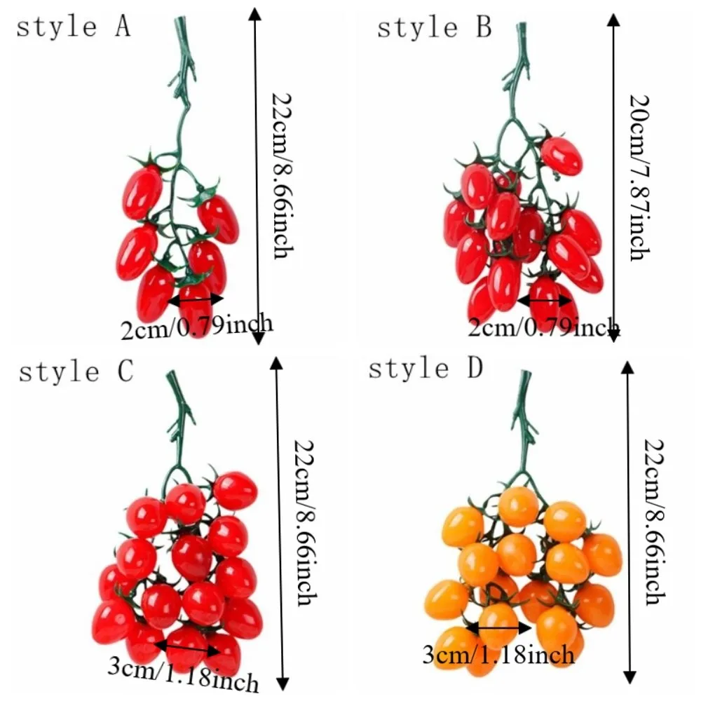 Creative Soft Plastic Fake Small Tomato Realistic Handicrafts Simulated Tomato Lifelike Simulation Fruit Bunch Kitchen Decor