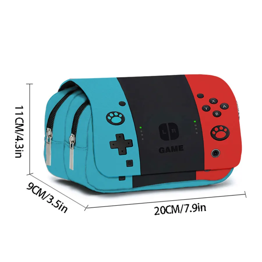 Games Console Stationery Double-layer Flip Pen Case For Boys/Girl Children Best Gifts 2D Cartoon School Supplies Pencil Pouch
