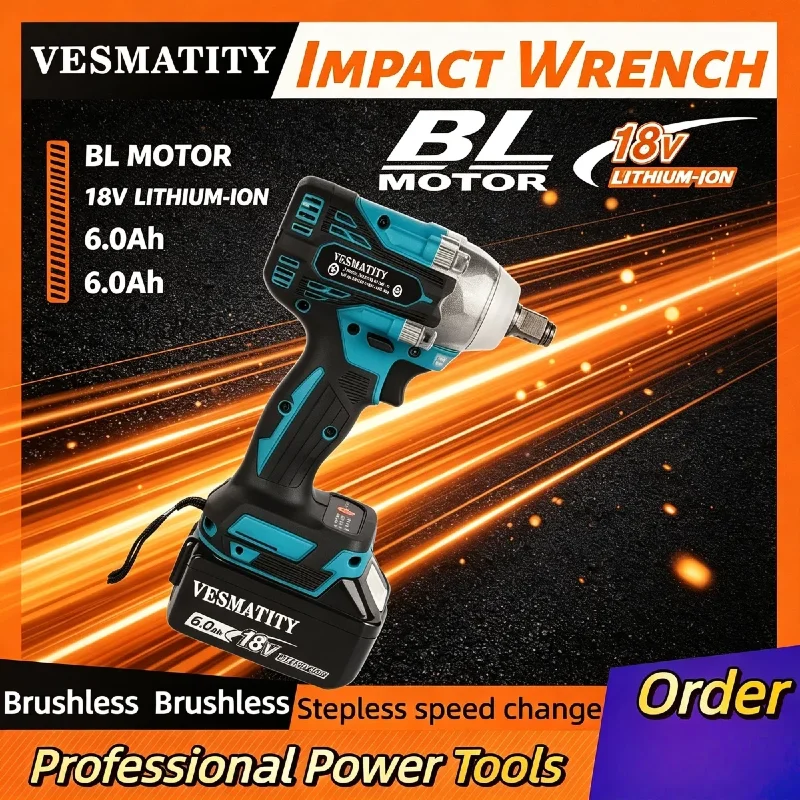 Brushless Cordless Wrench Tool Set, 330Nm Torque, Large Power, Wind Cannon Remove Tire, Lithium Auto Repair for 18V-20V battery.