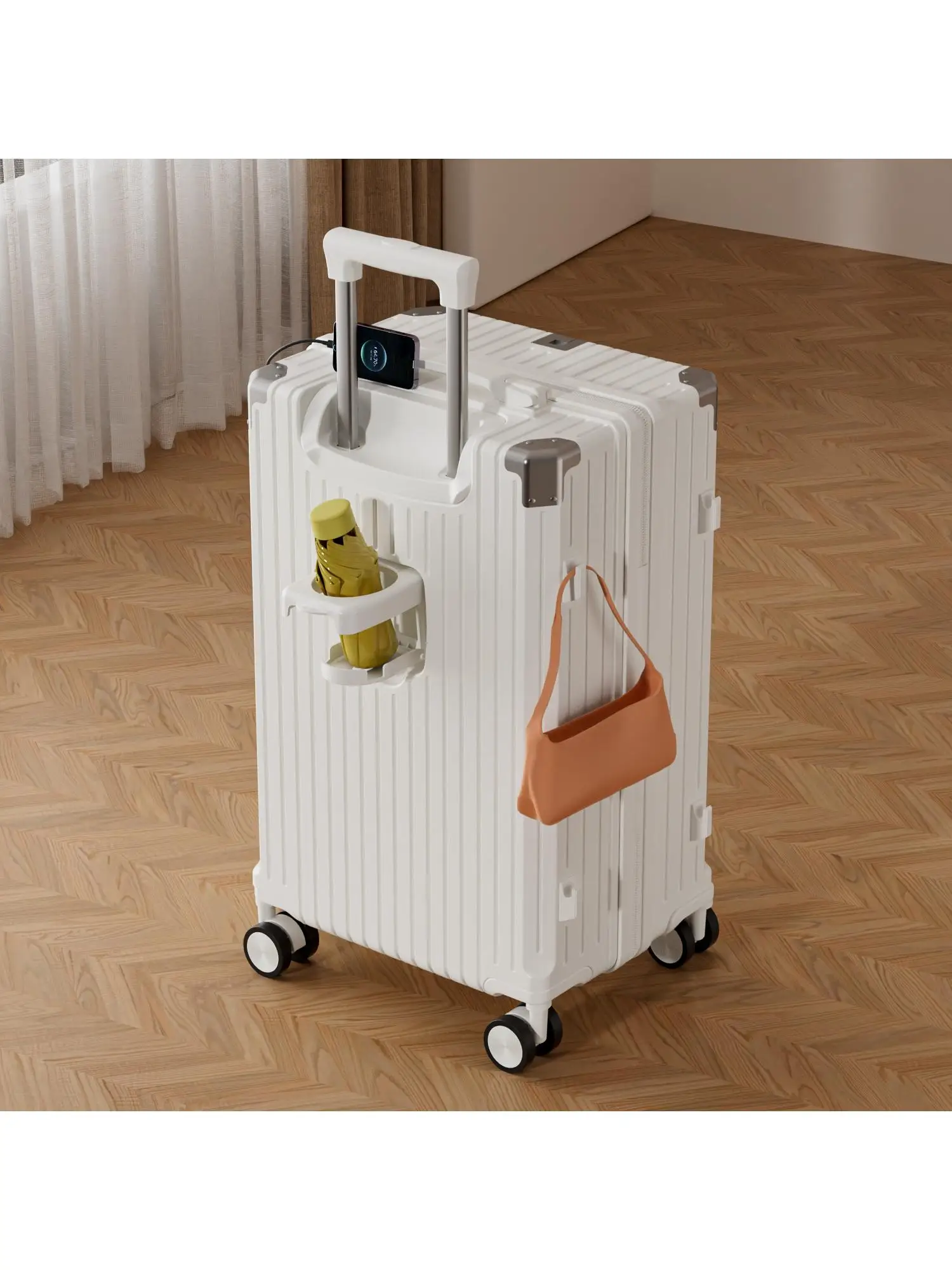 High Aesthetic Thickened Multi-Functional Travel Suitcase with Front Hook for Women 2026 New Style Folding Luggage Bag